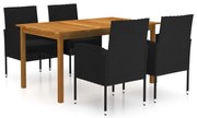 vidaXL 5 pcs conjunto de jantar para jardim preto