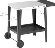 Outsunny Carrinho de cozinha com rodízios, carrinho de servir com ganchos, suporte para rolos de papel- &amp; toalhas, aço inoxidável, 115 x 67,5 x 80,5 cm Preto | Aosom Portugal
