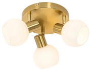 Candeeiro de teto spot dourado com vidro opal 3 luzes ajustável - Anouk