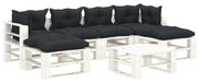 7pcs conj. lounge jardim paletes + almofadões madeira antracite