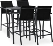 vidaXL 5 pcs conjunto de bar para jardim preto