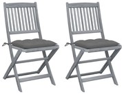 vidaXL Cadeiras exterior dobráveis c/ almofadões 2 pcs acácia maciça