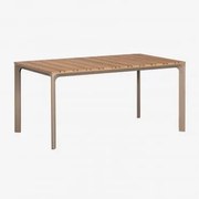 Mesa De Jardim Retangular 160x90 Cm Em Alumínio E Madeira De Teca Katiana Moka Brown - Sklum