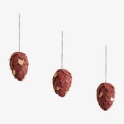 Pack De 3 Enfeites De Natal Em Papel Elysia Romã Vermelha - Sklum