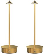 HOMCOM Conjunto de 2 Candeeiros de Mesa Recarregáveis por USB Reguláveis com Controlo Táctil 3000K/4500K/6500K Ø10x30 cm Dourado | Aosom Portugal