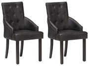 vidaXL Cadeiras de jantar 2 pcs couro de cabra genuíno preto