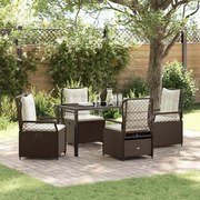 vidaXL Conjunto de Jantar de Jardim 5 Peças Castanho Rattan Poliéster