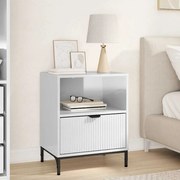 vidaXL Mesa-de-cabeceira com gaveta Branco brilhante 49 x 36 x 61 cm