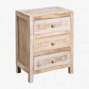 Mesa De Cabeceira De Madeira De Manga Bakam Madeira Vintage Branca - Sklum