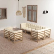 vidaXL 7 pcs conjunto lounge de jardim c/ almofadões pinho maciço