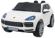 Carro elétrico para Crianças 12V Porsche Cayenne S Rodas de EVA, Assento de couro Branco Pintado