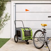 vidaXL Reboque de bicicleta p/ animais tecido oxford/ferro verde/cinza