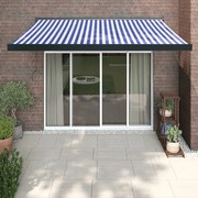 Toldo retrátil 3,5x2,5 m tecido e alumínio azul e branco