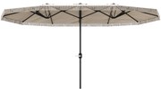 Outsunny Chapéu de Sol Duplo 4,5x2,65 m Manivela Manual Resistente Água Proteção UV30+ Jardim Terraço Grande Creme | Aosom Portugal
