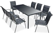 vidaXL Conjunto de jantar para jardim 9 pcs preto