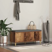 vidaXL Banco de Hall com almofada Madeira antiga 100 x 38 x 46 cm