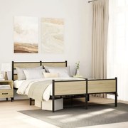 vidaXL Estrutura de cama sem colchão 160x200cm metal carvalho sonoma