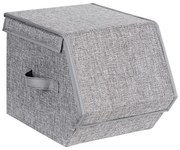 Conjunto de caixas empilháveis com tampa para organização | SONGMICS | 50 x 35 x 25 cm | cinzento | RLB12GY.