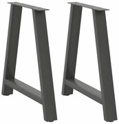 vidaXL Pés para mesa de jantar em formato A, 2 peças, antracite, 70x(72-73) cm, aço