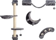 PawHut Parede de Escalada para Gatos 4 peças - Conjunto de Escalada com Rede, Ponte para Gato até 5 kg, Cinza Escuro | Aosom Portugal