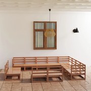 vidaXL 12 pcs conjunto lounge de jardim pinho sólido castanho mel