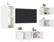 vidaXL 5pcs móveis de parede p/ TV c/ LEDs derivados de madeira branco