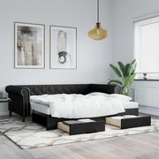 vidaXL Sofá-cama c/ gavetão e gavetas 90x200 cm couro artificial preto