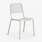 Cadeira De Jardim Empilhável Em Aço E Vime Sintético Veyra Verde Cáqui - Sklum