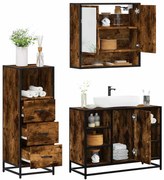 vidaXL 3 pcs conjunto de móveis WC madeira processada carvalho fumado