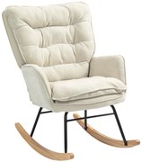 Poltrona Baloiço Estofada em Chenilla Cadeira Baloiço com Pés de Madei