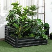 Caixa de Plantação de 2 Níveis Floreira Exterior de Aço com Desenho de Escada para Cultivos 120x101x58 cm Cinza Escuro