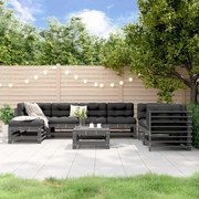 vidaXL 8 pcs conjunto lounge de jardim pinho maciço cinza