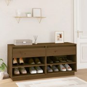 vidaXL Sapateira 110x34x52 cm madeira de pinho maciça castanho mel