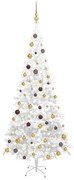 vidaXL Árvore Natal artificial pré-iluminada c/ bolas branco