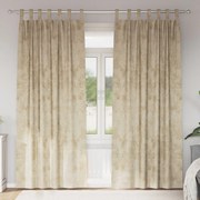 Cortinas de Veludo 2 pcs com Olhais Creme 260x140 cm