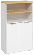 Kleankin Móvel de Arrumação para Casa de Banho com 2 Portas e 2 Compartimentos Abertos 60x30x102 cm Branco | Aosom Portugal