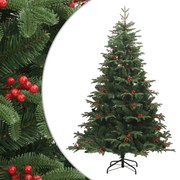 vidaXL Árvore de Natal artificial articulada c/ pinhas e bagas 210 cm