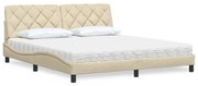 vidaXL Cama com colchão 180x200 cm tecido cor creme