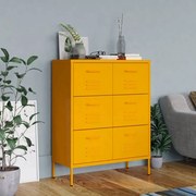 vidaXL Armário com gavetas aço 80x35x101,5 cm amarelo mostarda