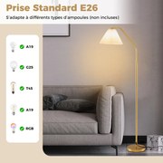 Luminária de chão para sala de estar, soquete E27 de 163 cm, com abajur à prova de quebra