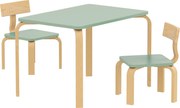 AIYAPLAY Mesa Infantil com Cadeiras Conjunto Mesa e 2 Cadeiras Infantis em Madeira para Desenhar Brincar Estudar 78x53x53cm Verde | Aosom Portugal