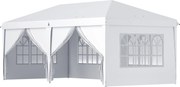 Outsunny Tenda para Festas 6x3 m Tenda de Jardim com Paredes Laterais Amovíveis 2 Portas com Zíper 4 Janelas e Bolsa de Transporte Branco | AOSOM Portugal