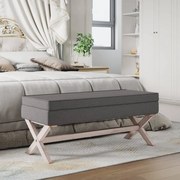 Banco de arrumação 110x45x49 cm tecido cinzento-escuro