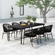 vidaXL 7 pcs conjunto de jantar para jardim preto