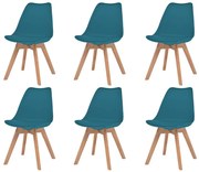 Cadeiras de jantar 6 pcs plástico turquesa