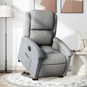 vidaXL Poltrona reclinável elevatória elétrica tecido cinzento-claro