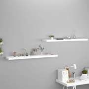 Prateleiras de parede suspensas 2 pcs 120x23,5x3,8cm MDF branco