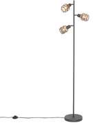 Candeeiro de pé design preto com dourado 3-luzes - Noud Design