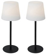 LED Conjunto de 2 Candeeiros de Mesa Recarregáveis Pretos 40 cm IP54 - Jude Moderno