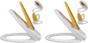 vidaXL Tampos sanita tampas fecho suave 2pcs plástico branco e amarelo